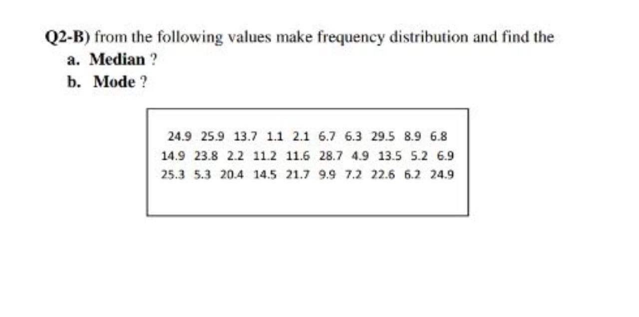 from the following values make frequency distribution and find the
Median ?
Mode?
