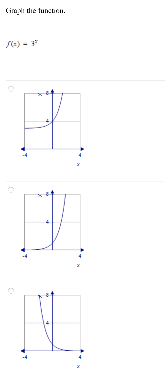 Graph the function.
f(x) = 3*
