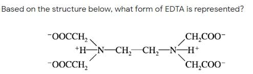 Based on the structure below, what form of EDTA is represented?
-0OCCH,
+H N CH, CH,-N-H+
"ООСCH,
CH,COO-
CH,COO-
