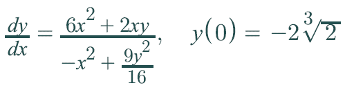 3
dy
6х + 2ху
y(0) = -27
dx
2
9y
-x² +
16
2.
