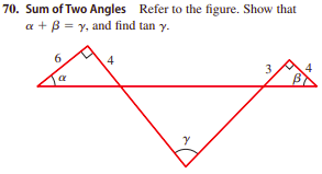 70. Sum of Two Angles Refer to the figure. Show that
a + B = y, and find tan y.
4
3.
