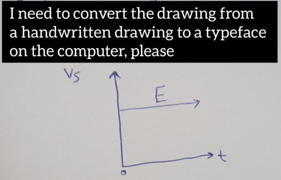 I need to convert the drawing from
a handwritten drawing to a typeface
on the computer, please
Vs
E
7.
