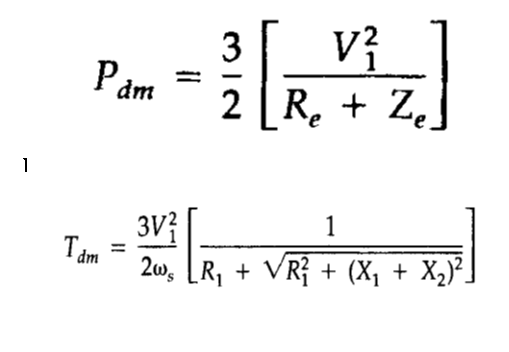 3
Pdm =
2 | R. + Z,
1
1
3V?
2w, [R, + VR} + (X, + X2)².
I am
