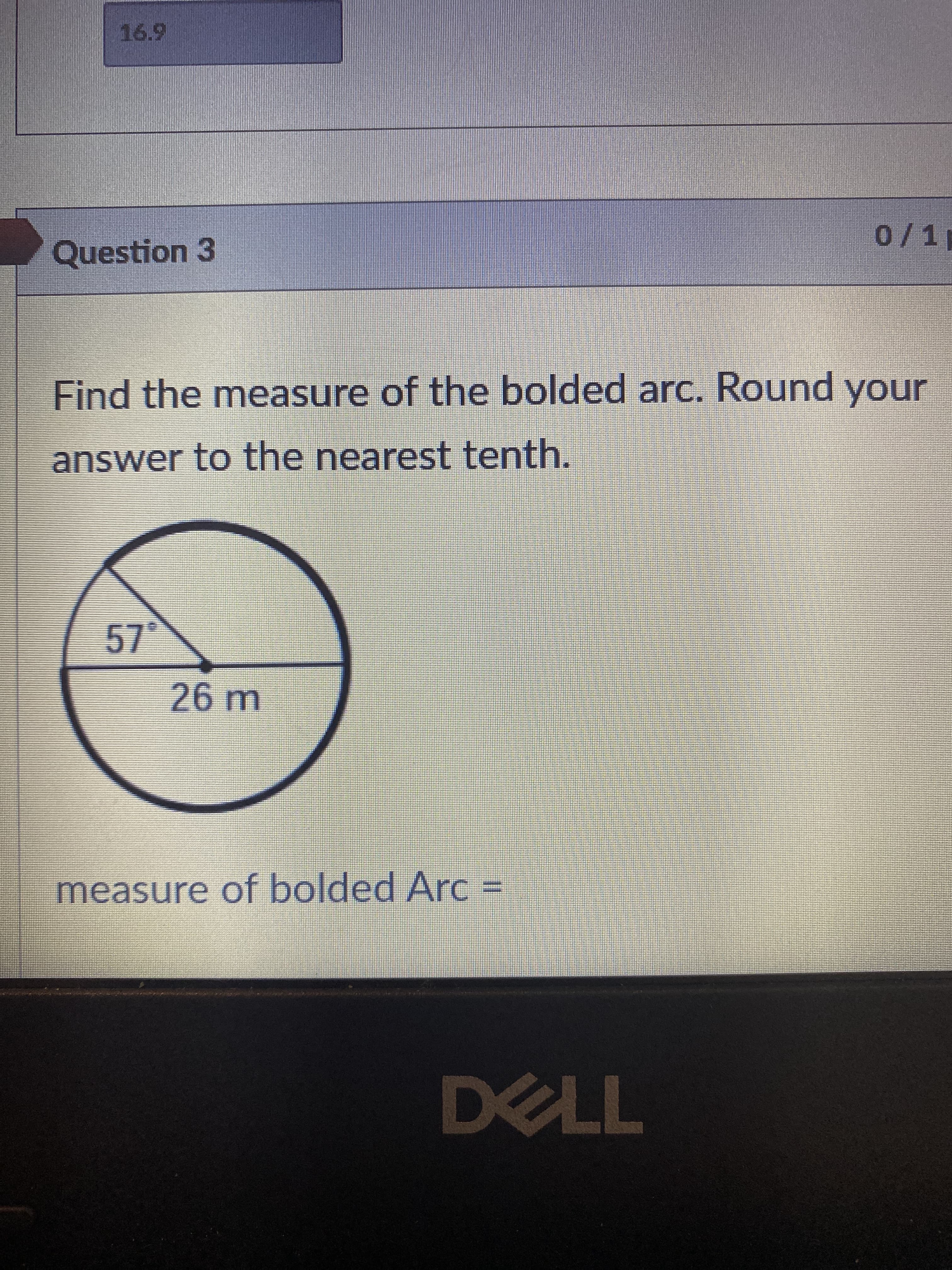 Find the measure of the bolded arc. Round your
answer to the nearest tenth.
