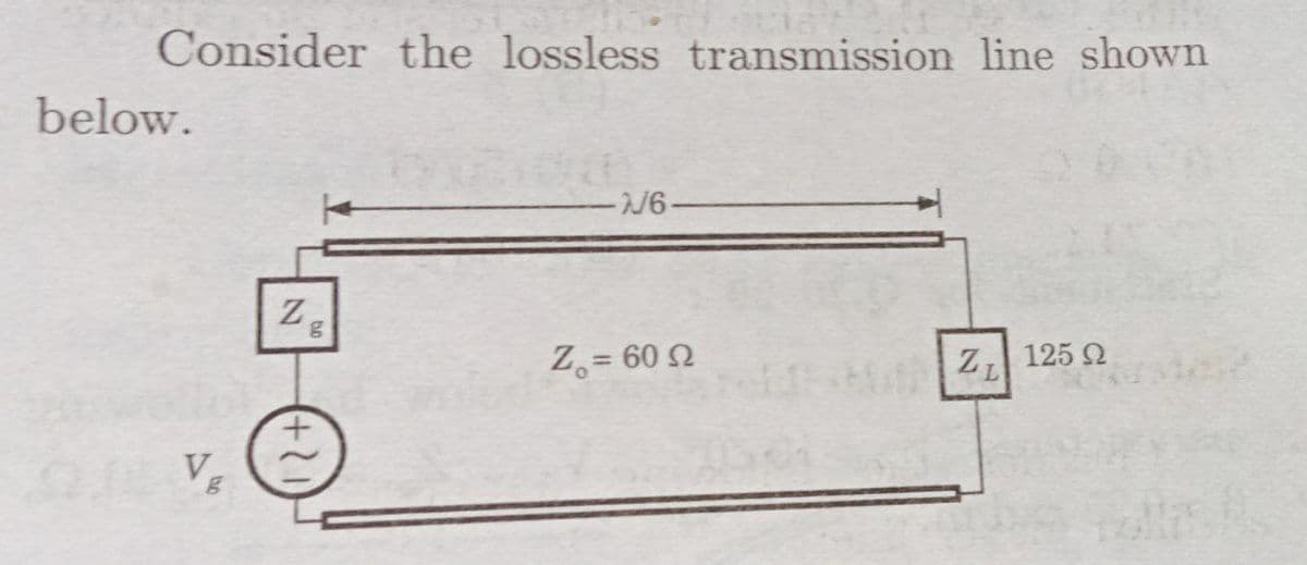 Consider the lossless transmission line shown
below.
-6-
125 2
Z, = 60 2
ZL
Vg
