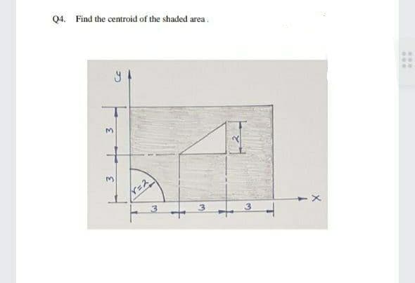 Q4. Find the centroid of the shaded area.
3.
3.
3
...

