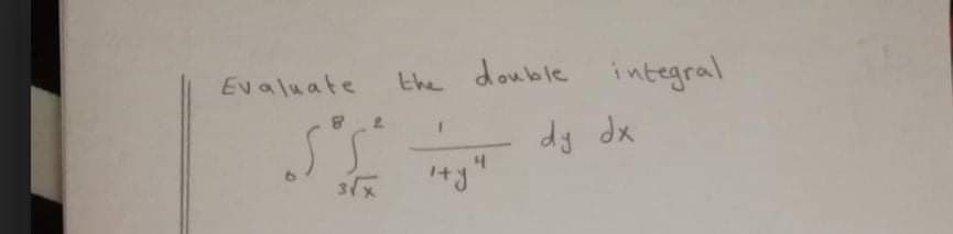 Evaluate
the donble integral
dy dx
