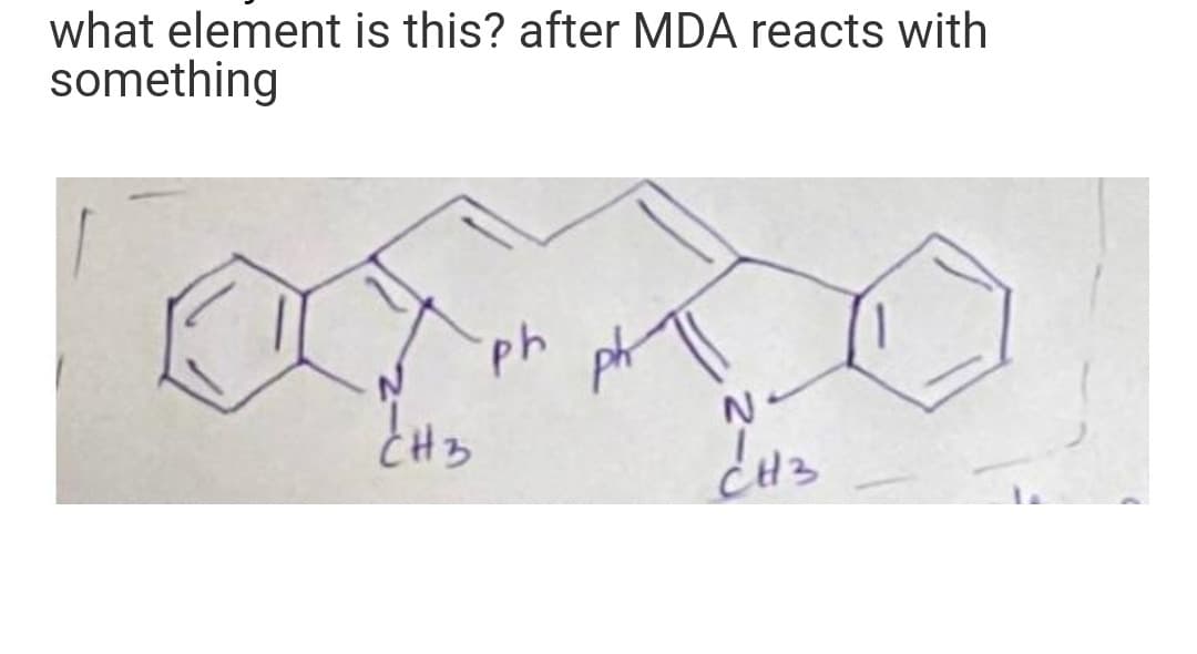 what element is this? after MDA reacts with
something
X
Ёнз
Ph
N
CH3