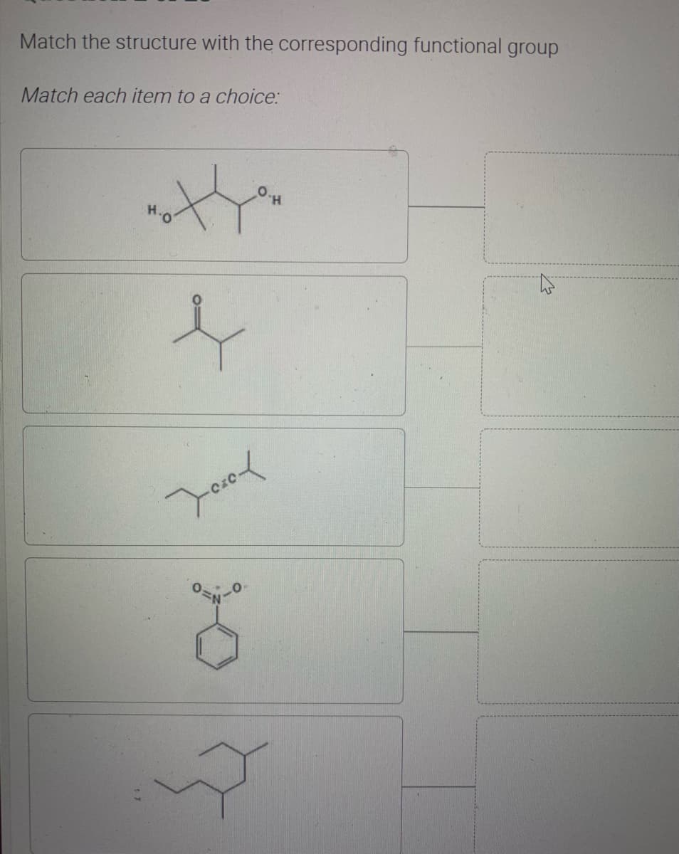 Match the structure with the corresponding functional group
Match each item to a choice:
H
the
s
Joxox