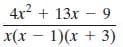 4x2 + 13x – 9
x(x – 1)(x + 3)
