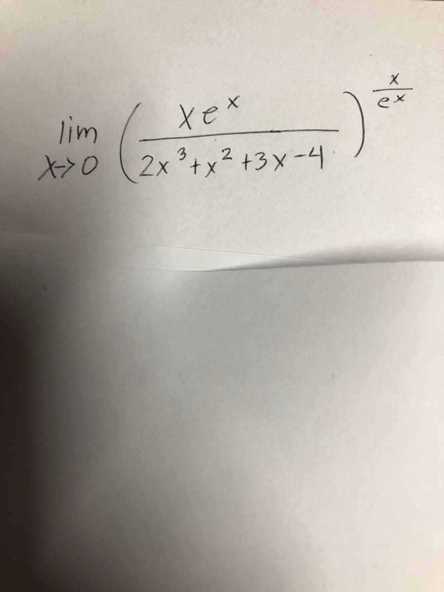 tex
lim
X>o (2x³+x² +3x -4
ex
