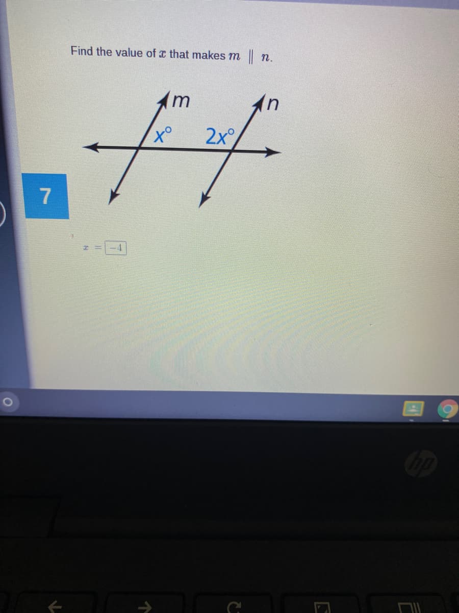Find the value of a that makes m n.
An
ot
2x°/
