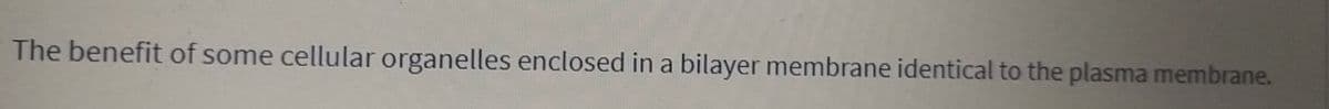 The benefit of some cellular organelles enclosed in a bilayer membrane identical to the plasma membrane.