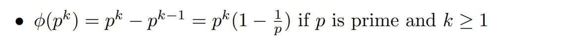 (pk) = pk - pk-1 = pk (1-1) if p is prime and k ≥ 1