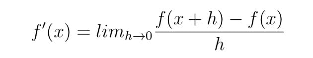 f(x + h) – f(x)
-
f'(x) = limp→0
h
