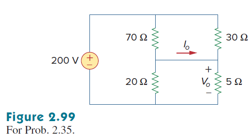 70 Ω
30 2
200 V(+
20 Ω
V.
5Ω
Figure 2.99
For Prob. 2.35.
ww

