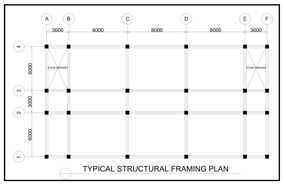 A
D
F
3000
8000
8000
8000
3000
STAIR OPENING
STAIR OPENING
2.
TYPICAL STRUCTURAL FRAMING PLAN
B.
0009
000
0009
3
