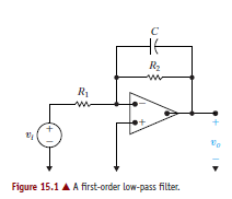C
R2
R
Figure 15.1 A A first-order low-pass filter.
