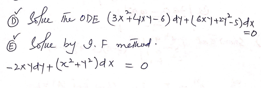 の
The ODE (3x +4-6) 4Y+L6xY+zY=s)dx
6 Sfue by 9.E methed.
-2メリ+(x+)dx
ー2ペ
ニ0
