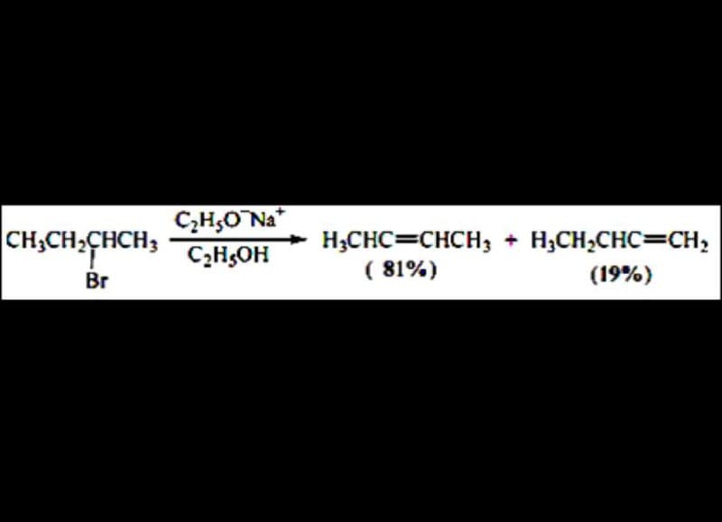 C,H;O Na
CH;CH,CHCH3
H;CHC=CHCH; + H;CH2CHC=CH,
( 81%)
C2H;OH
Br
(19%)
