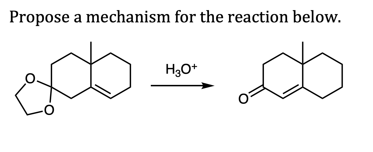 Propose a mechanism for the reaction below.
H3O+
