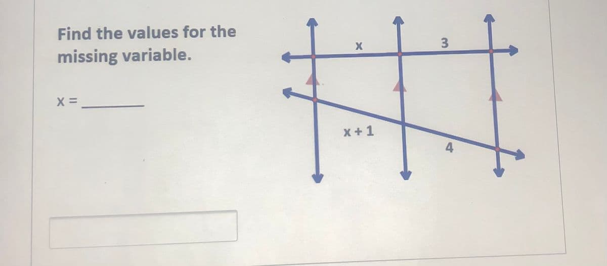 Find the values for the
3.
missing variable.
x + 1
