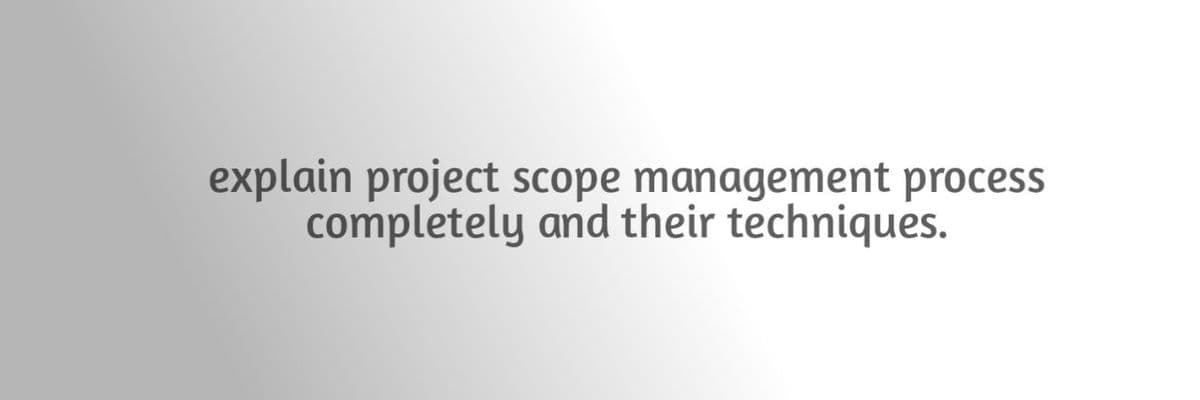 explain project scope management process
completely and their techniques.