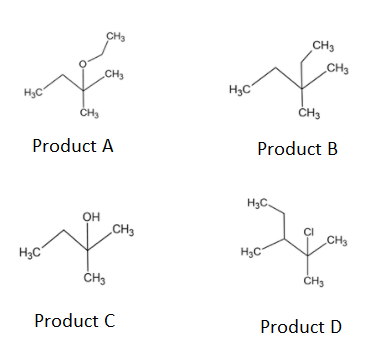 CH3
CH3
CH3
CH3
H3C
CH3
Product A
Product B
H3C.
Он
„CH3
CH3
H3C"
H3C
CH3
Product C
Product D
