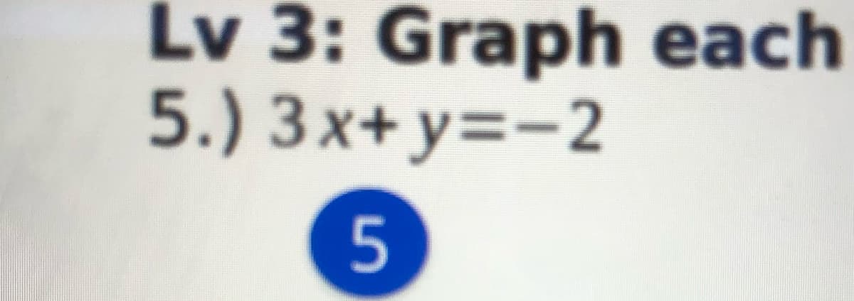 Lv 3: Graph each
5.) 3x+ y=-2
5
