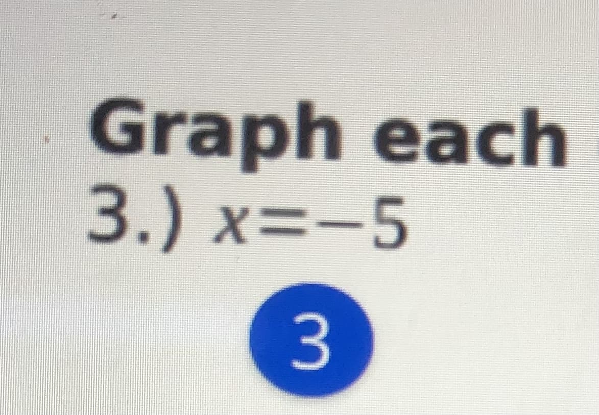 Graph each
3.) x=-5
3.
