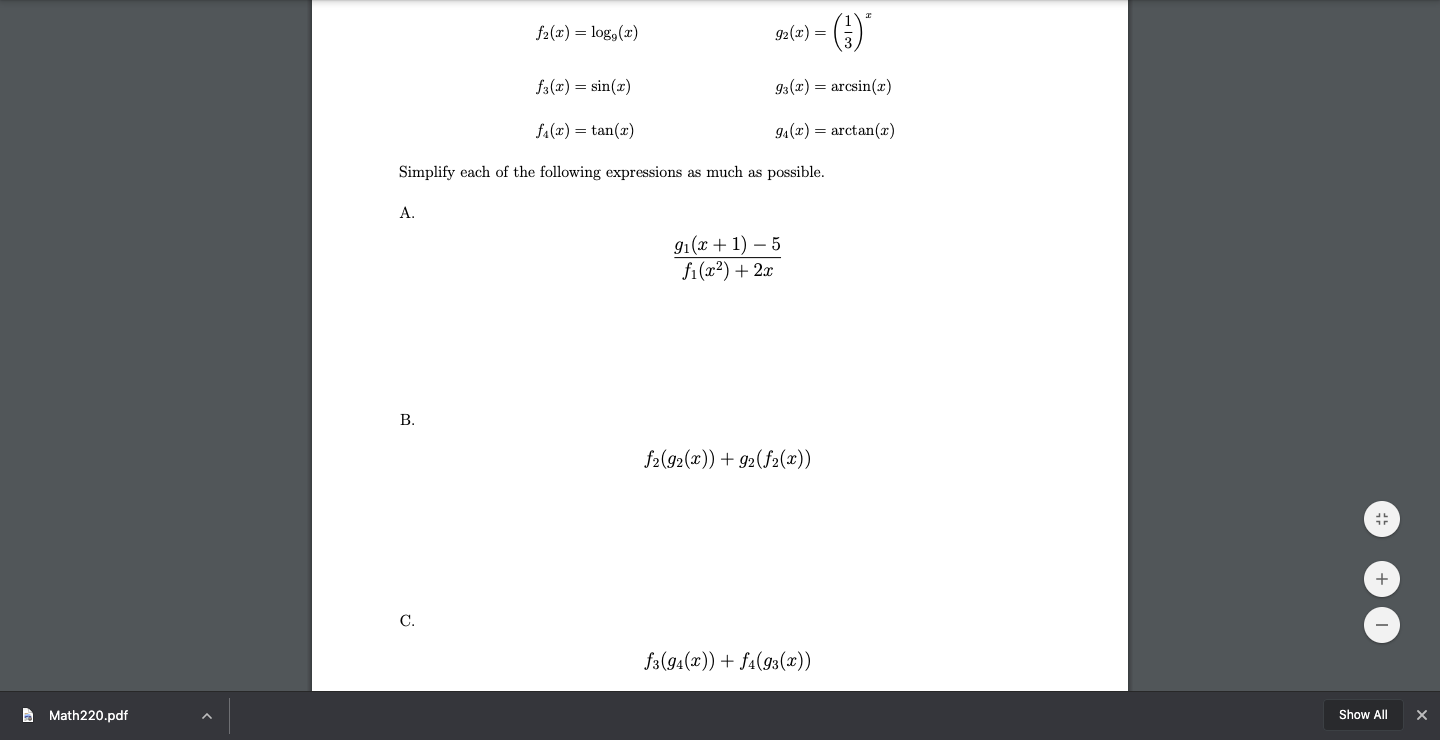 f2(92(x)) + 92(f2(x))
f3(94(x)) + fa(93(x))
