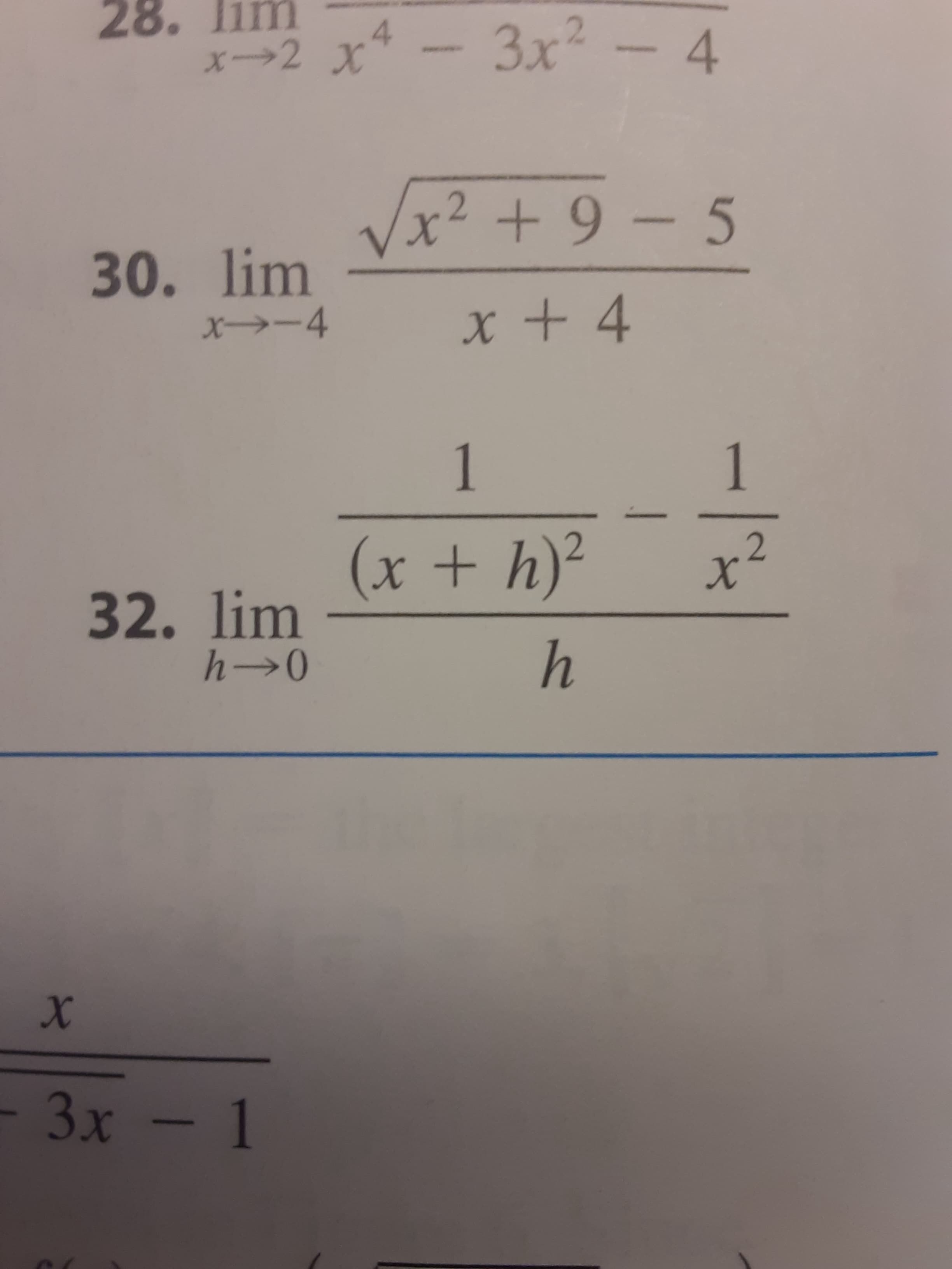 1
1
(x + h)²
32. lim
h→0
