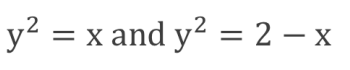 y² = x and y² = 2 − x