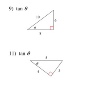 9) tan 0
10
11) tan e
