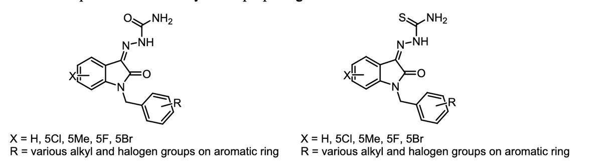 OY NH2
J-NH
X = H, 5CI, 5Me, 5F, 5Br
R = various alkyl and halogen groups on aromatic ring
NH2
N-NH
X = H, 5CI, 5Me, 5F, 5Br
R = various alkyl and halogen groups on aromatic ring