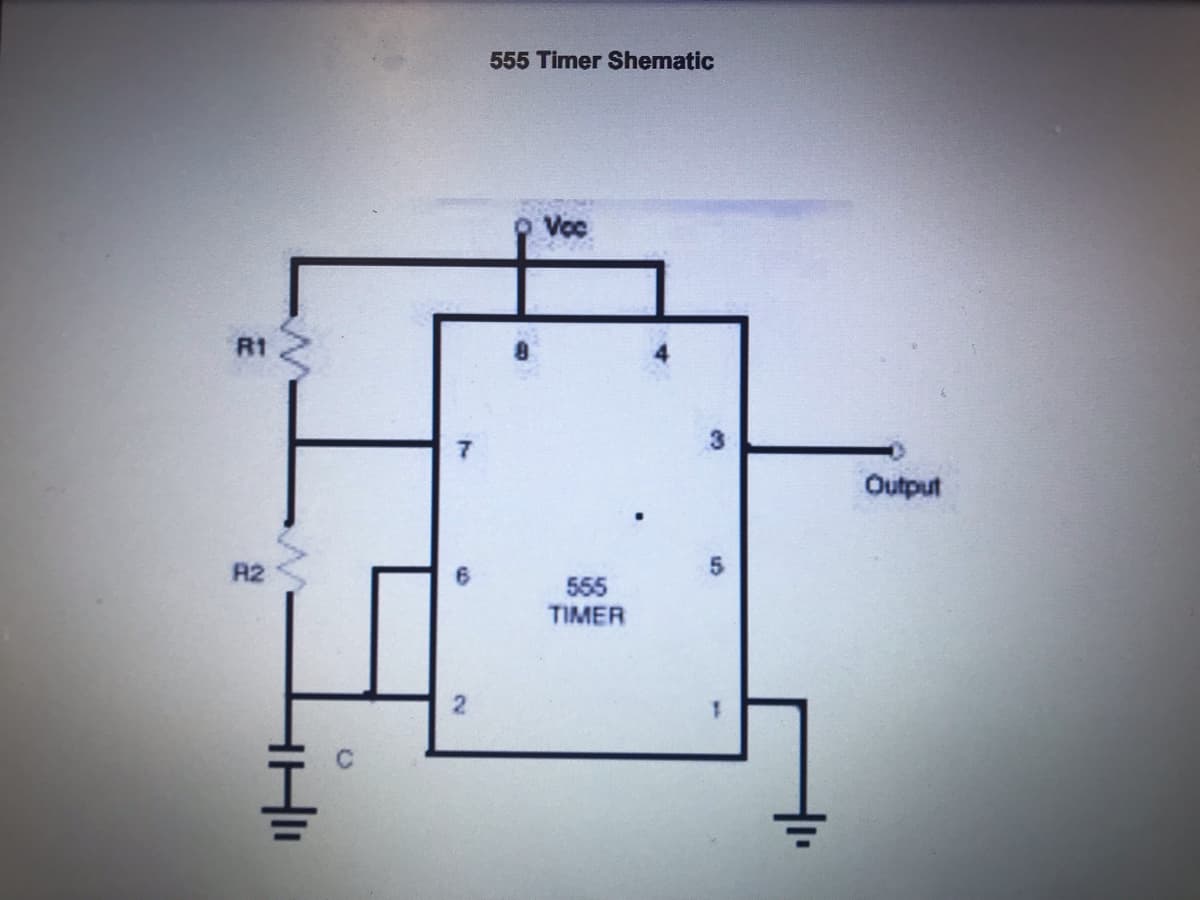 R1
R2
HII
7
6
2
555 Timer Shematic
Voc
555
TIMER
Output