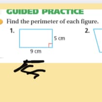 GUIDED PRACTICE
Find the perimeter of each figure.
1.
2.
5 cm
9 cm
