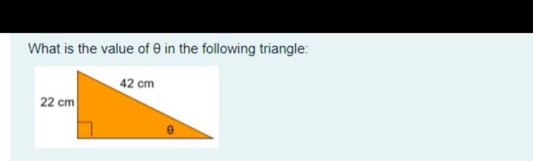 What is the value of e in the following triangle:
42 cm
22 cm
