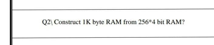 Q2\ Construct 1K byte RAM from 256*4 bit RAM?
