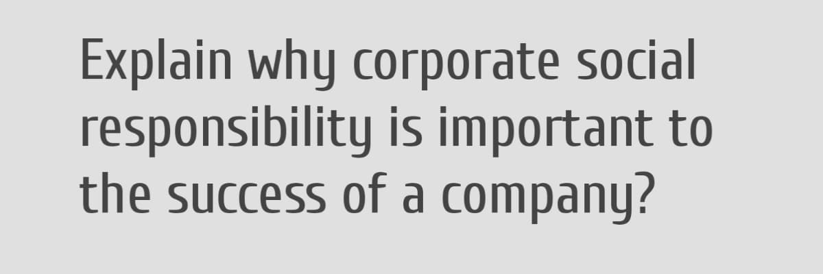 Explain why corporate social
responsibility is important to
the success of a company?
