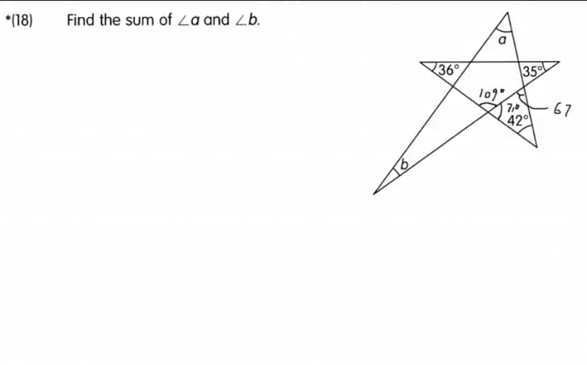 *(18)
Find the sum of Za and Zb.
a
36
35
* נlo
7,0
42
67
