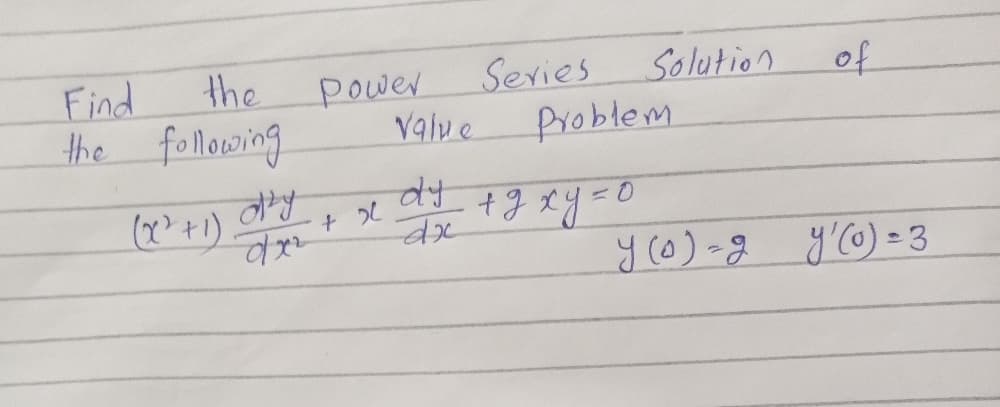 Sevies
Problem
Find
the
Solution
power
Value
of
the following
y(0)-8
y'0) = 3
