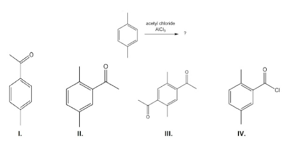 acetyl chloride
AICI,
I.
I.
II.
IV.
