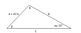 A = 10 in.
O- 30°
