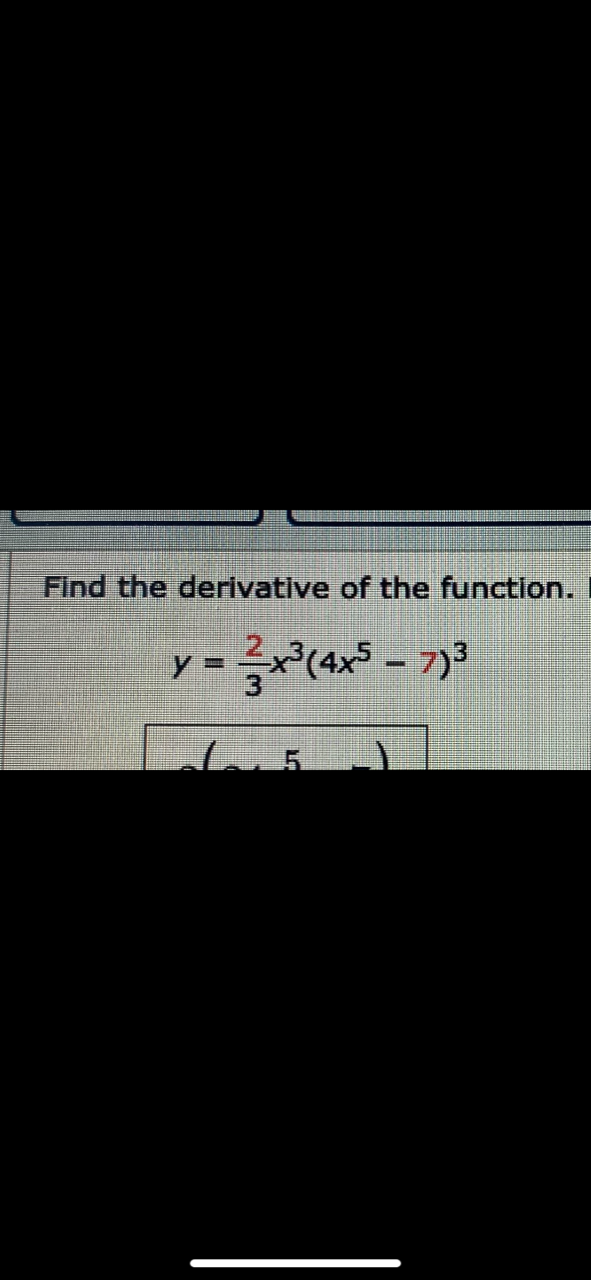Find the derivative of the function.
y:
