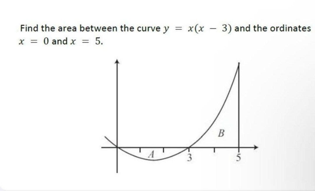 Find the area between the curve y =
x = 0 and x = 5.
x(x 3) and the ordinates
-
LA
73