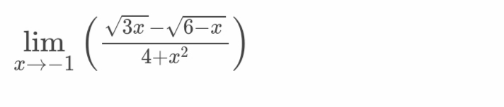 ( E)
ν 3x- ν6-x
lim
x→-1
4+x2
