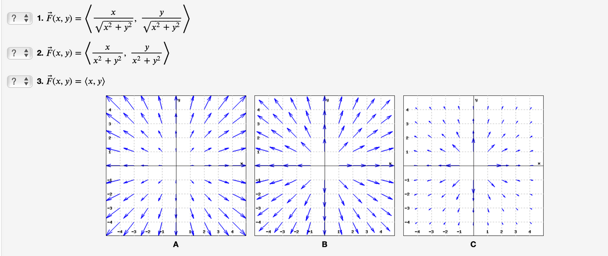 y
(73) (VATT VETF)
? 1. F(x, y) =
=
x² +
+y²
?
2. F(x, y)
=
X
1x² + y²³ x² + y²
? 3. F(x, y) = (x, y)
)ܬܵܐ
-3
y
14
1-1/√/-3√/-2 1/2
-4
A
Vinteste to
-4
B