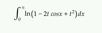 | In (1- 2t cosx + f°)dx
0,
