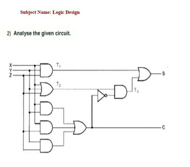 Subject Name: Logic Design
2) Analyse the given circuit.
T2
D'
-C
